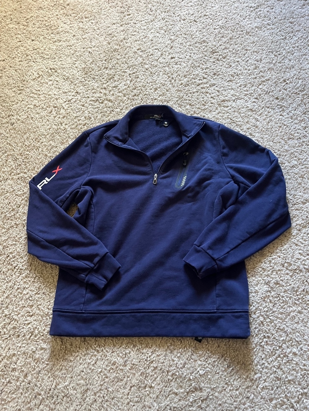 RLX Ralph Lauren Navy Blue Quarter Zip Pullover Sweatshirt Size L